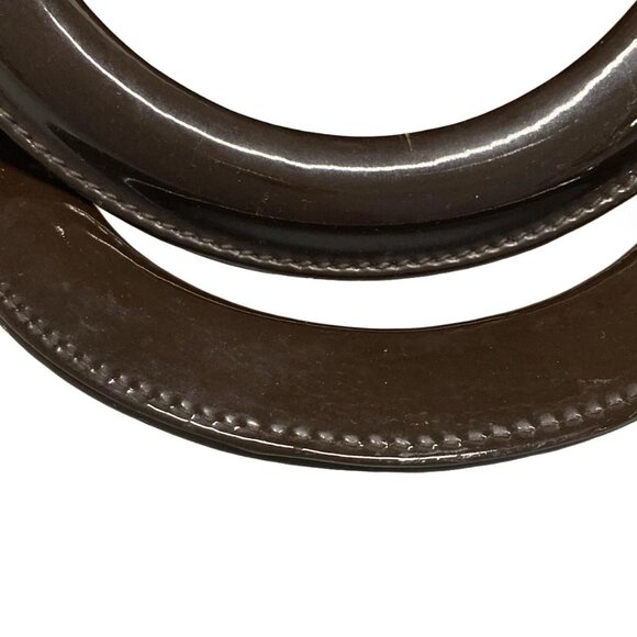 Auth DIOR/ChristianDior Lady Dior Large Dark Brown Patent Leather Handbag - Picture 7 of 16